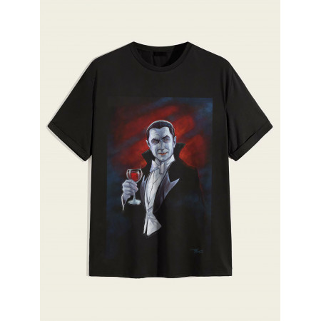 Tricou Dracula cu un pahar de bumbac cu sânge